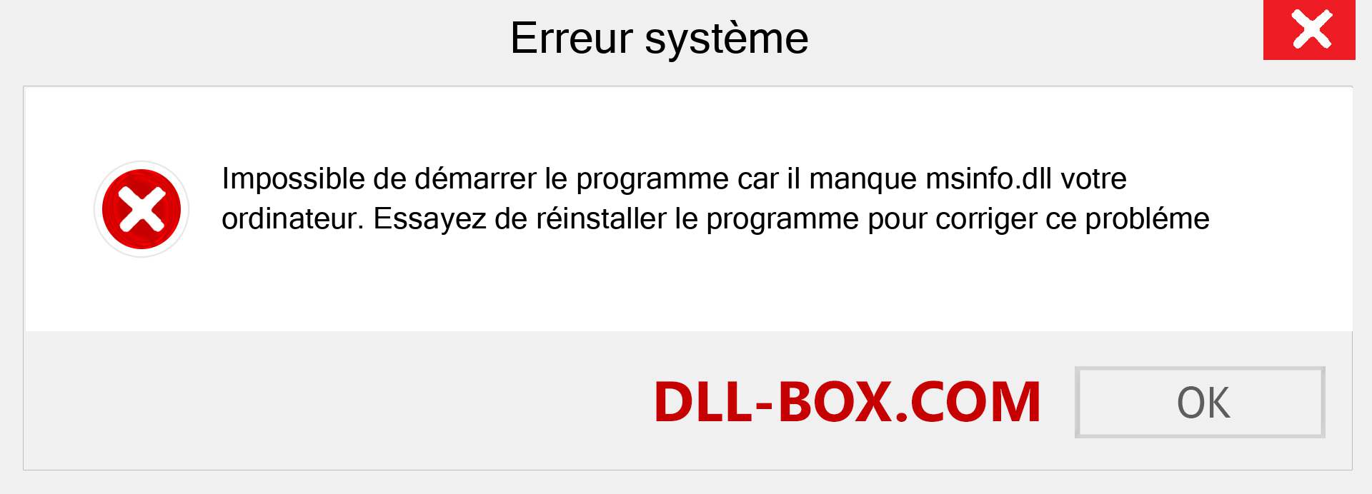 Le fichier msinfo.dll est manquant ?. Télécharger pour Windows 7, 8, 10 - Correction de l'erreur manquante msinfo dll sur Windows, photos, images